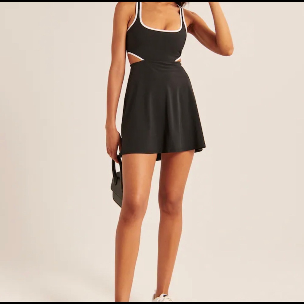 NWT A&F Black and White Side Cutout Traveler Mini Dress